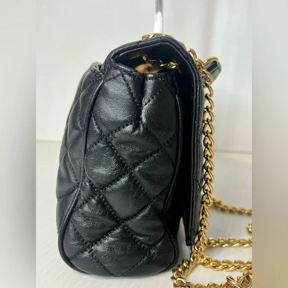 Michael Kors Vivianne Black Quilted Leather on chain Bag
